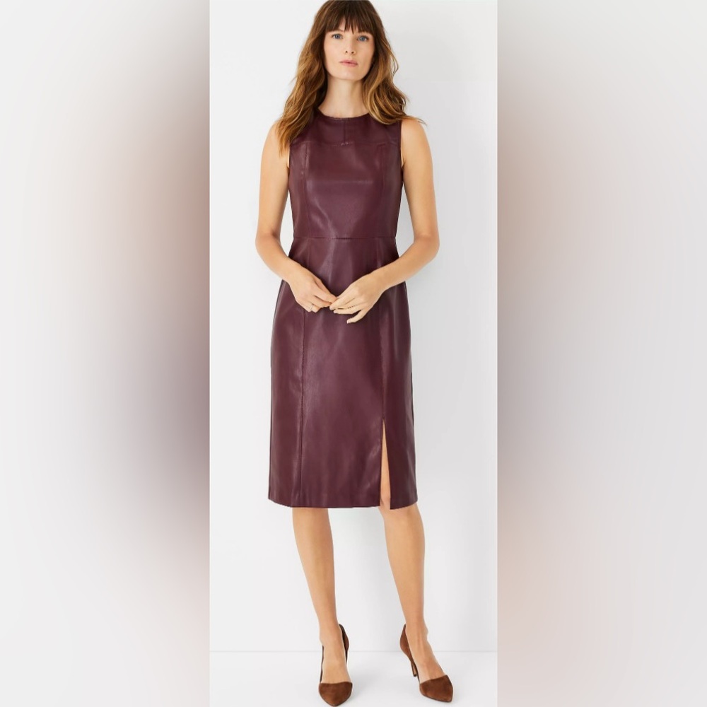 NWT Ann Taylor Seamed Faux Leather Sheath Dress
Size 0